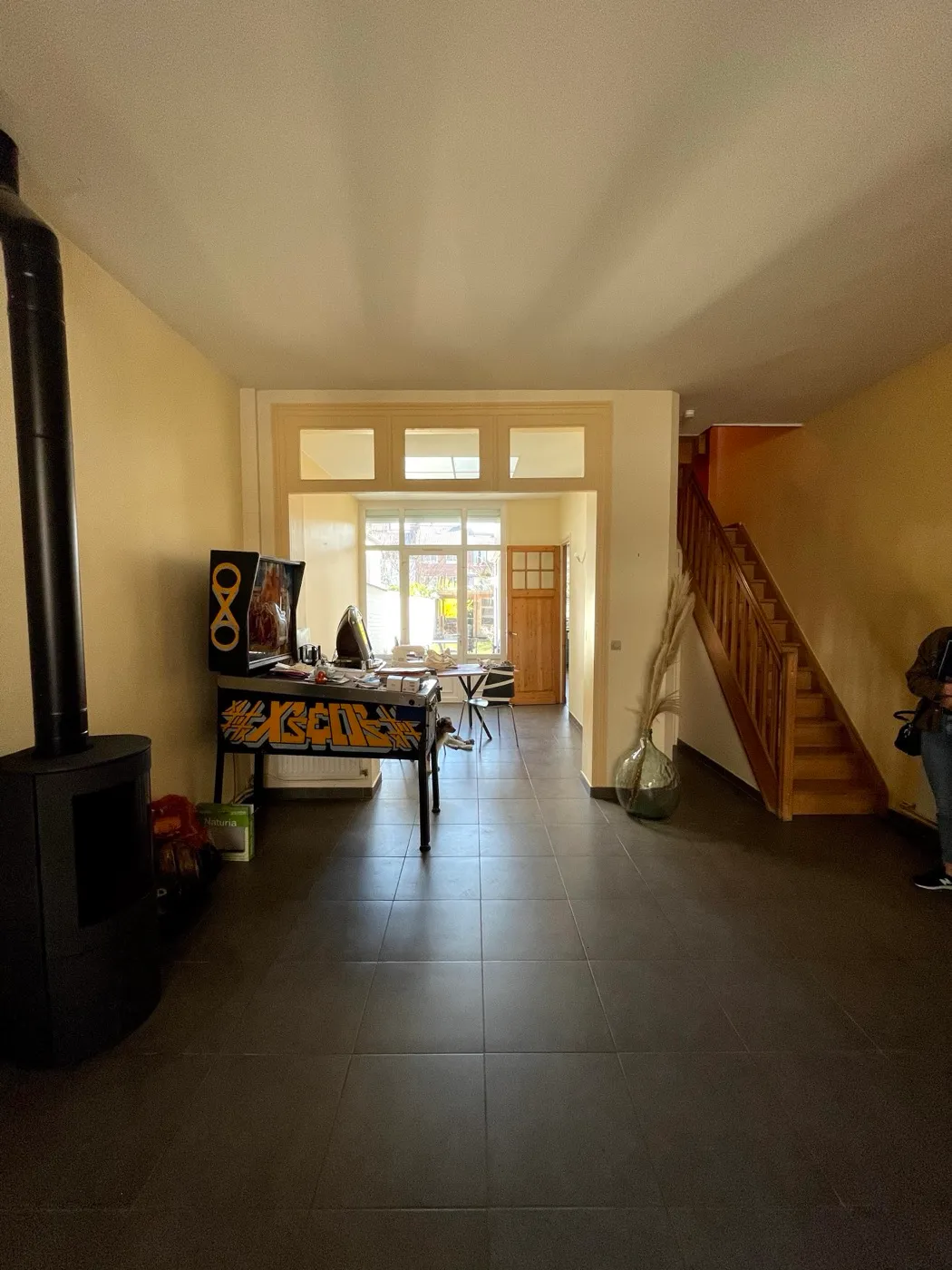 Avant travaux : Sejour poele escalier — Maison 1930, Lambersart, Lambersart